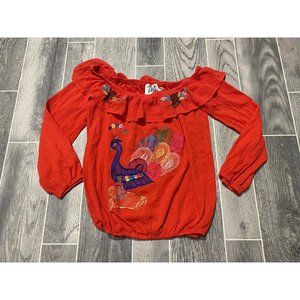 VaVa by Joy Han Peacock Womens Embroidery Top Size Small Made In USA 🇺🇸